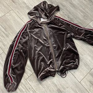 BLUSH retro purple velvet zip up hoodie